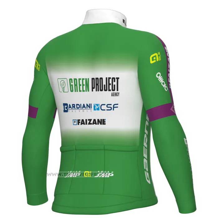 2023 Maillot Cyclisme Bardiani Csf Faizane Vert Blanc Manches Longues et Cuissard